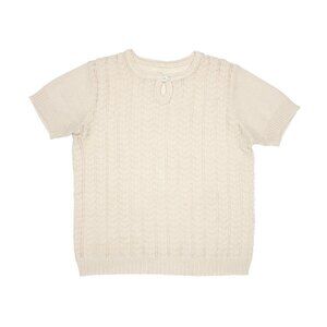 Sundazed (Austria) Edwardian Open Lacework Scalloped Rib Keyhole T Sweater : M